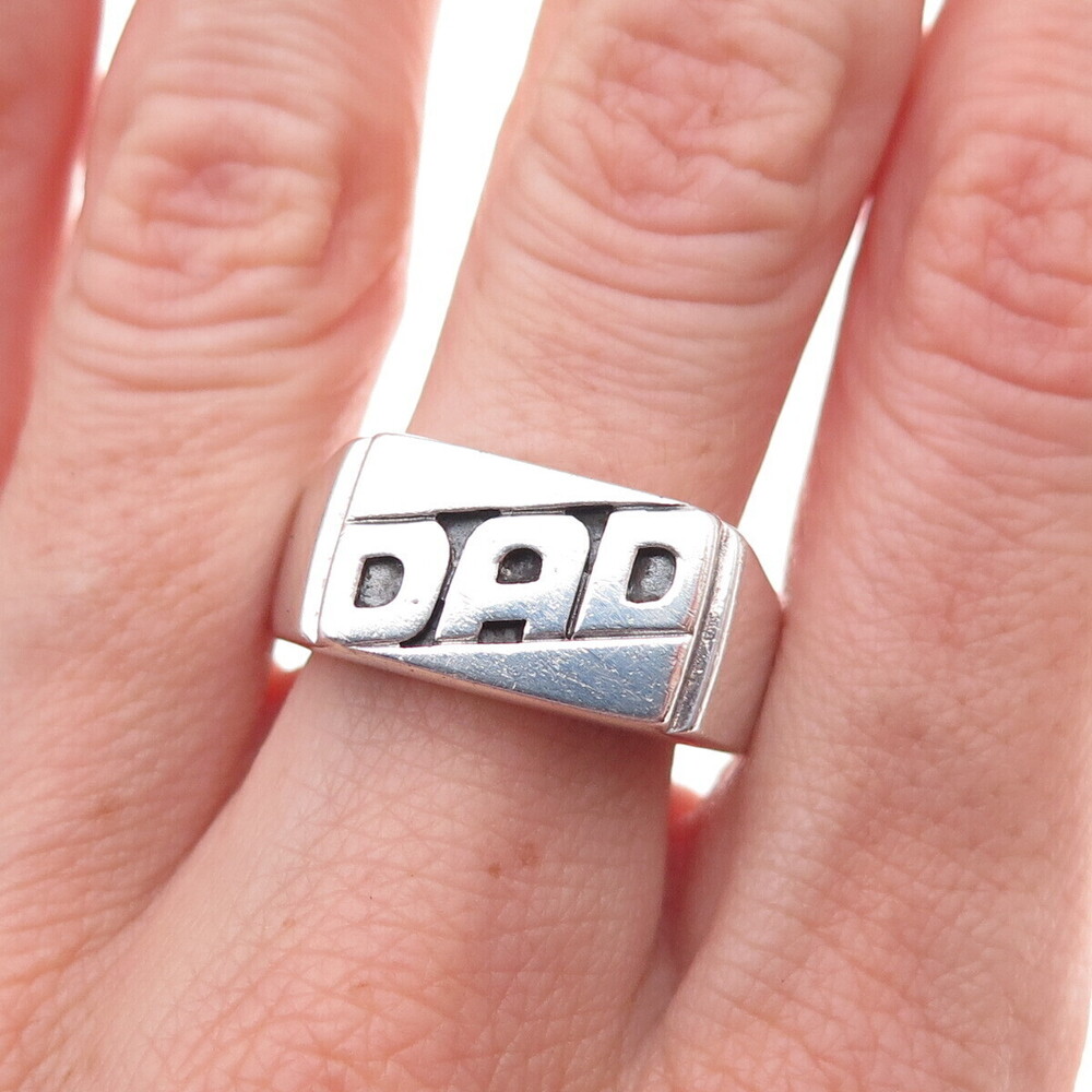 925 Sterling Silver Vintage Dad Oxidized Signet Ring Size 11